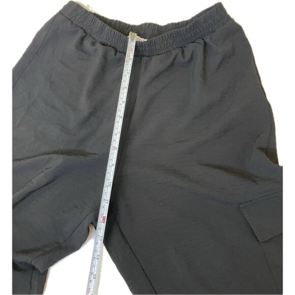 ZARA Women’s CUFFED CARGO BLACK PANTS Y2K M 28 - Picture 6 of 9